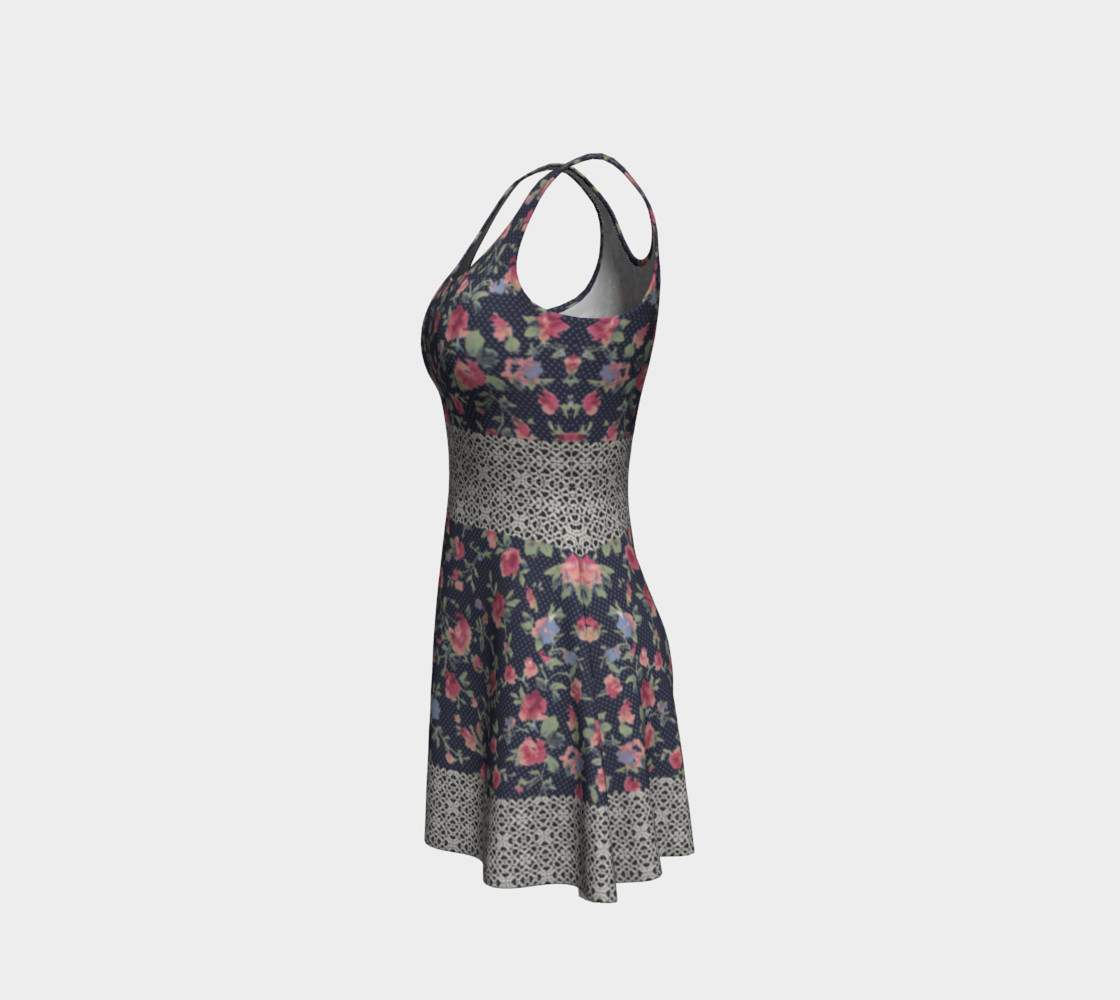 Vintage Floral and Lace Flare Dress preview #2