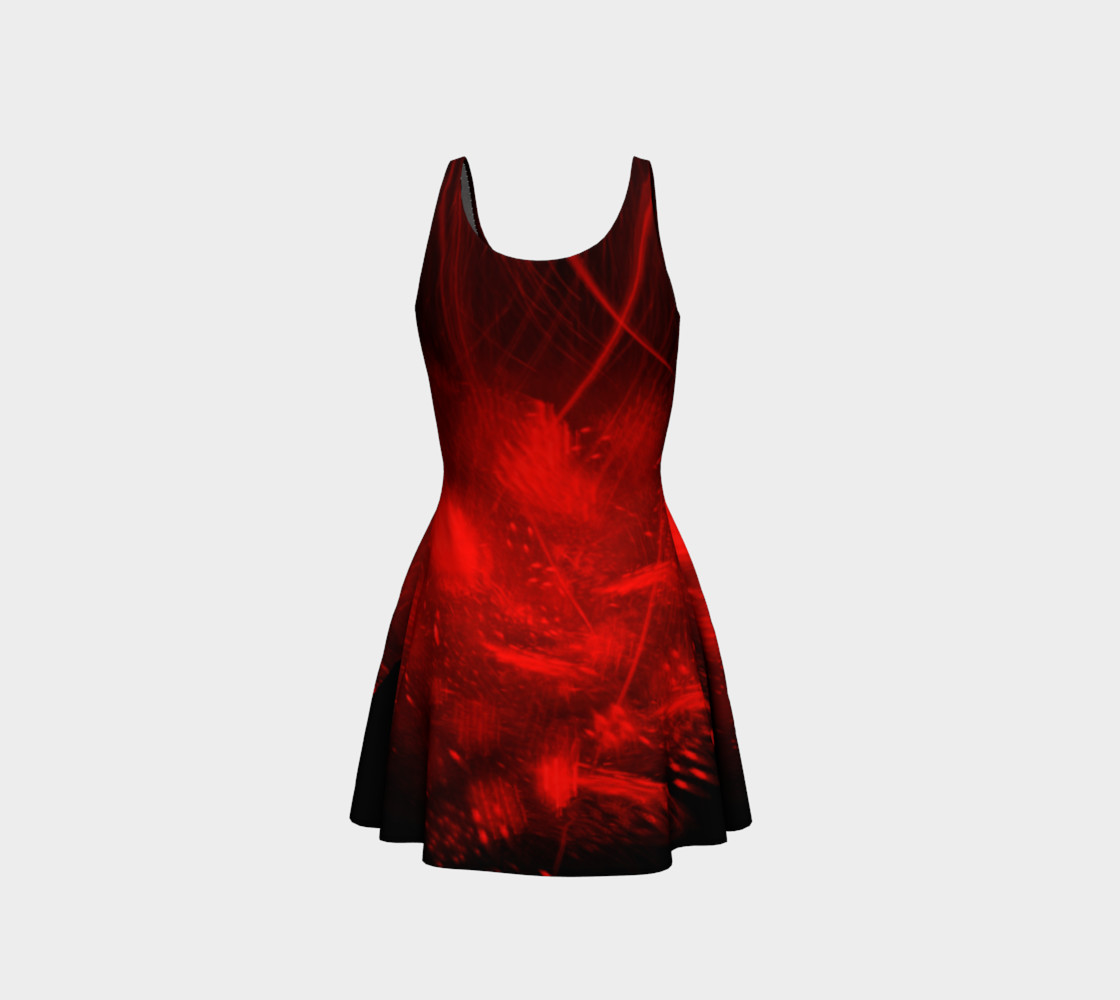 Red burst flare dress preview #3