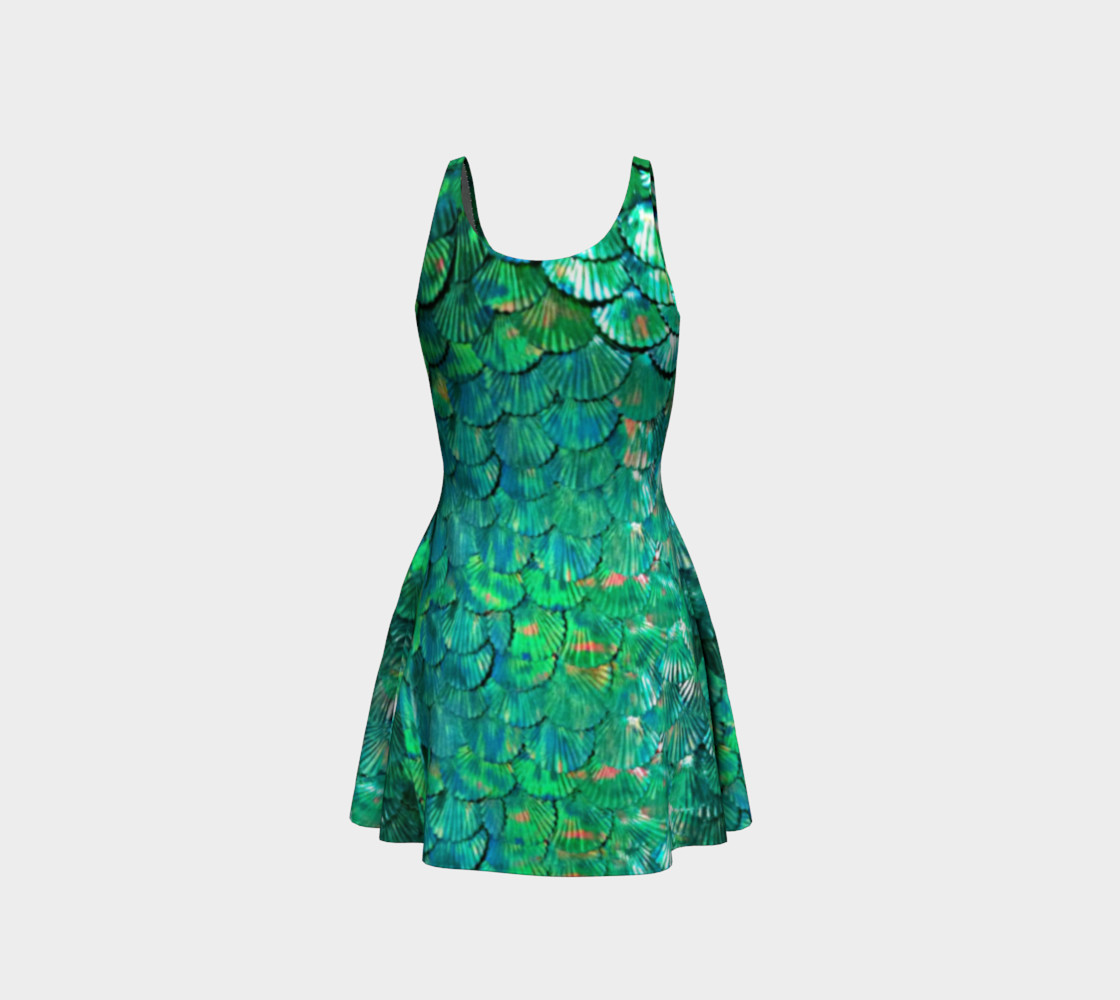 Mermaid Large-Scale Green Flare Dress preview #3