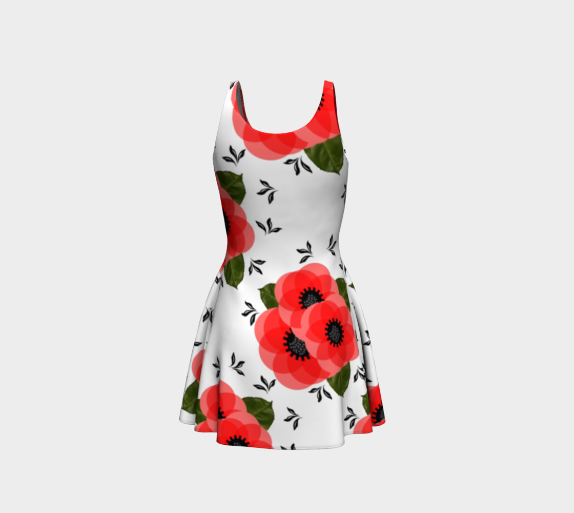 Pretty Red Poppy Floral Print Summer Dress thumbnail #4