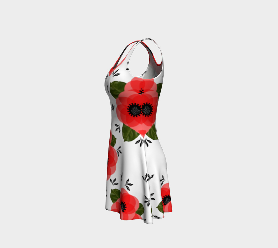 Pretty Red Poppy Floral Print Summer Dress preview #2