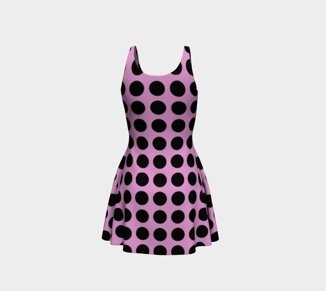PINK with BLACK dots Flare Dress preview #3