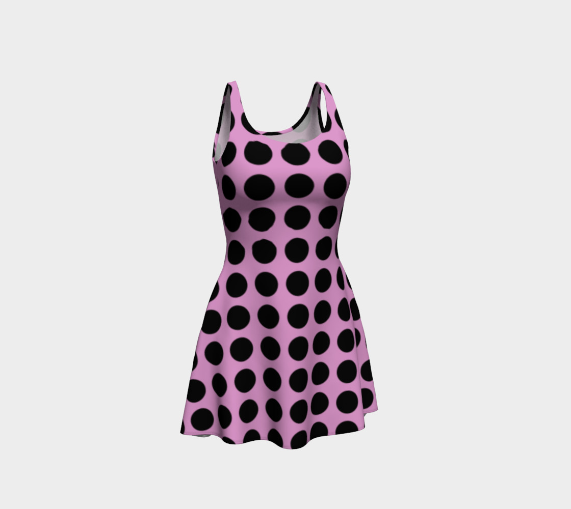PINK with BLACK dots Flare Dress thumbnail #2