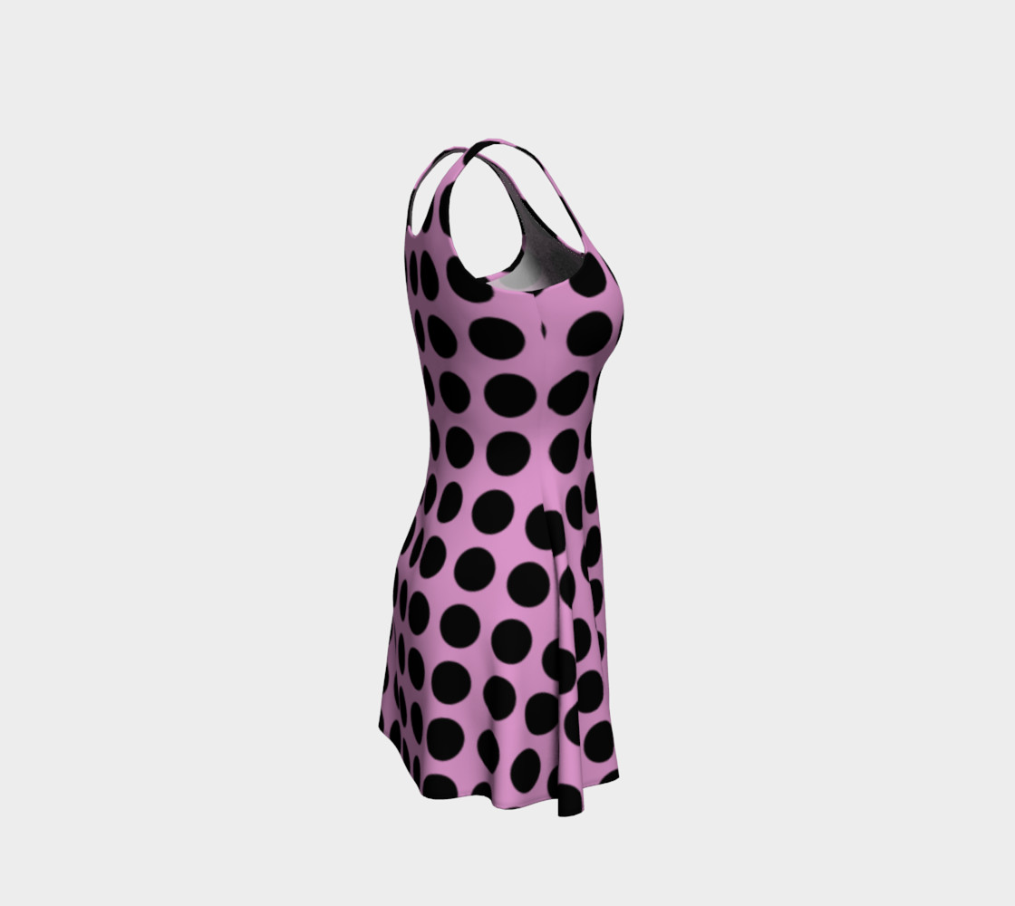 PINK with BLACK dots Flare Dress preview #4