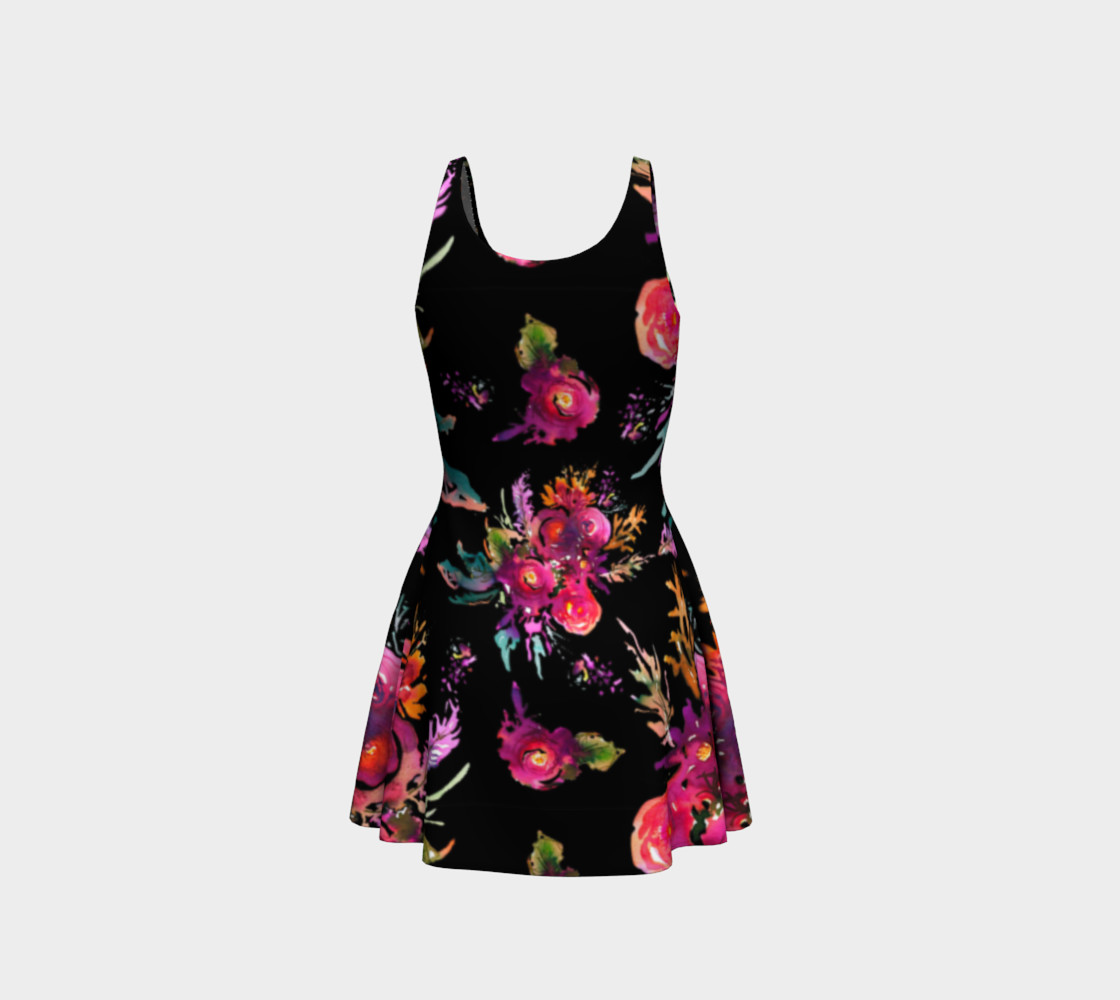 Robe évasée Happy Roses on Black preview #3
