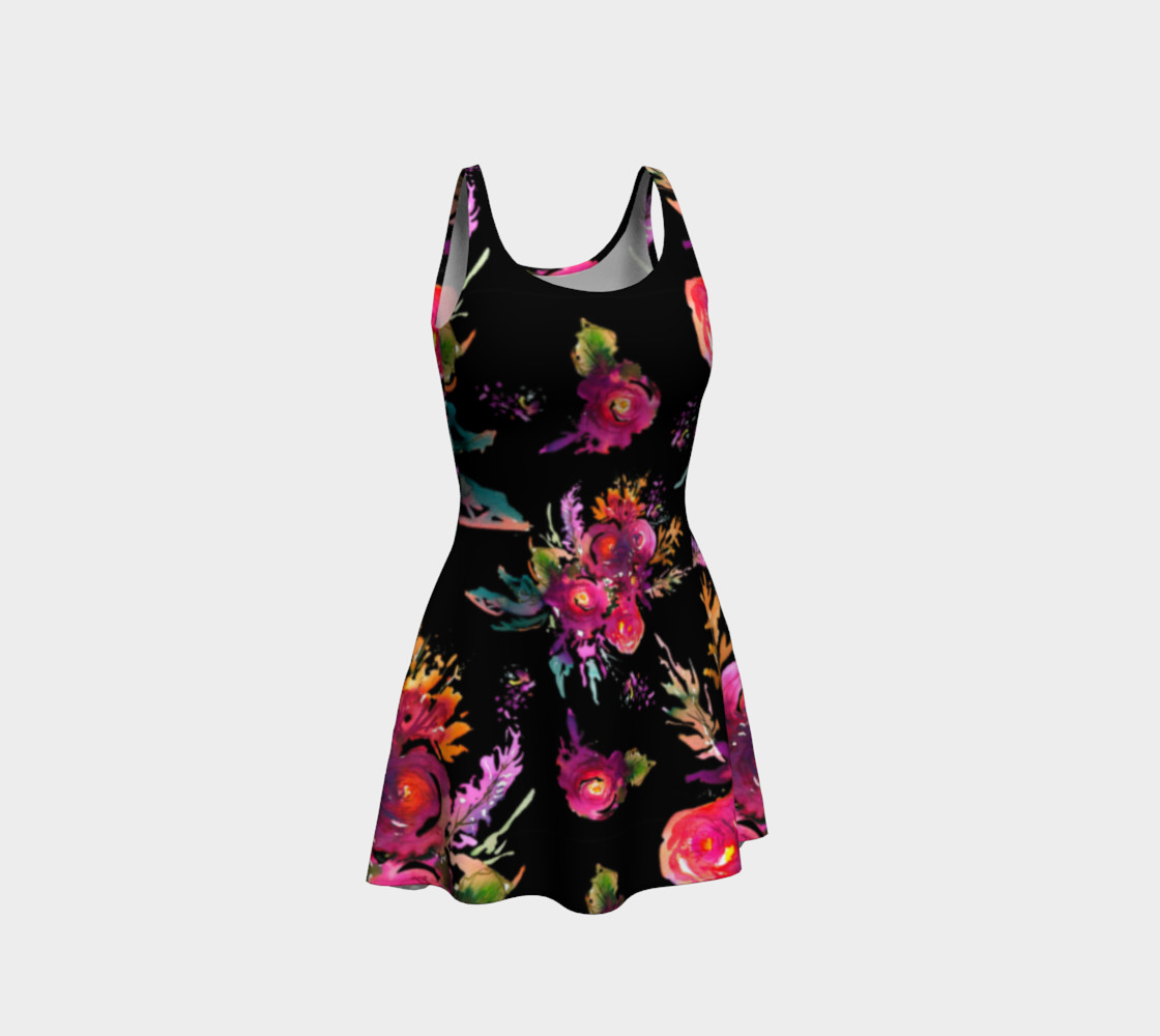 Robe évasée Happy Roses on Black preview #1