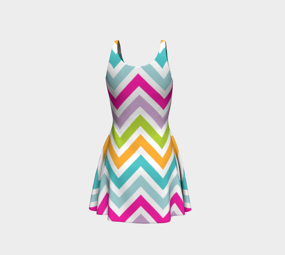 Vibrant Colors Chevron Pattern Flare Dress preview #3