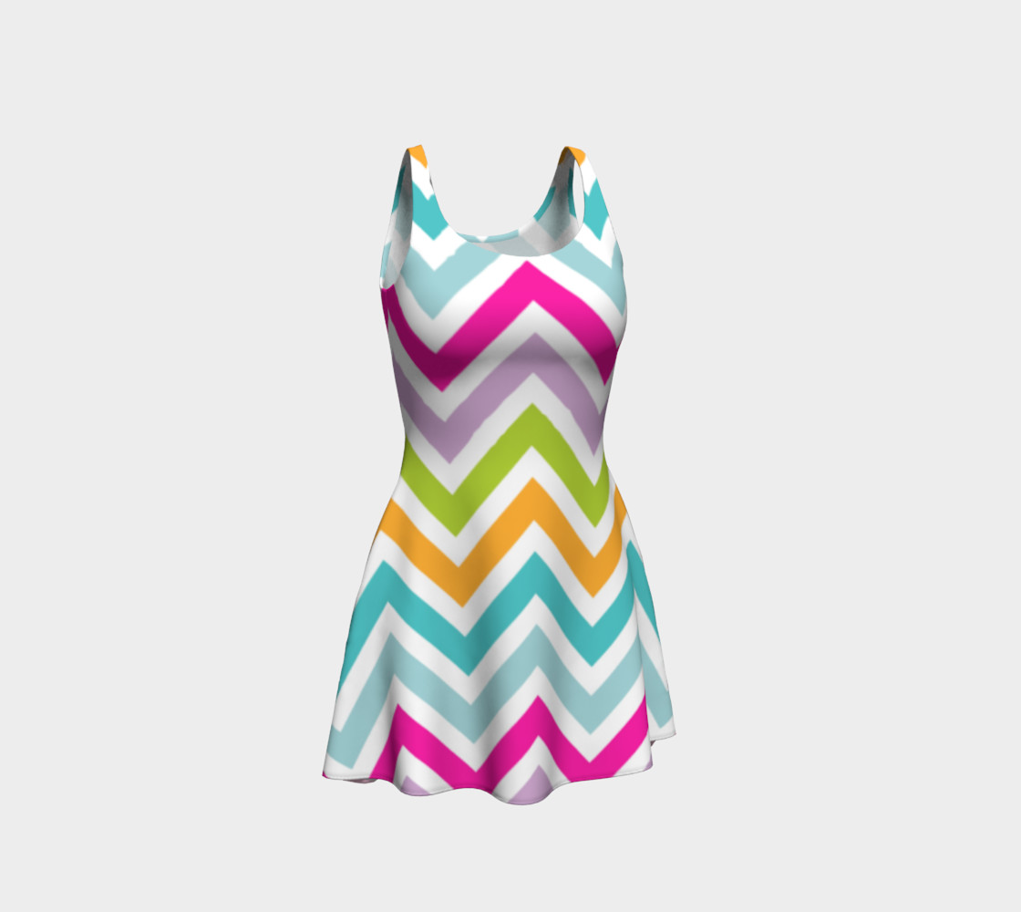 Vibrant Colors Chevron Pattern Flare Dress preview #1