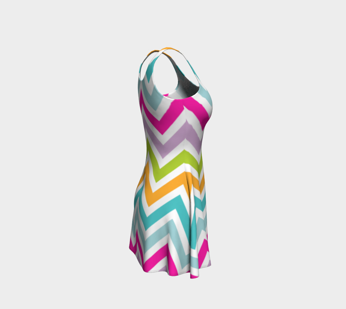Vibrant Colors Chevron Pattern Flare Dress preview #4