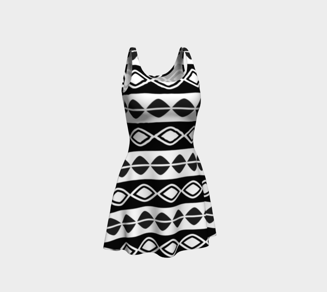 Black and White Tribal Print Flare Dress preview #1