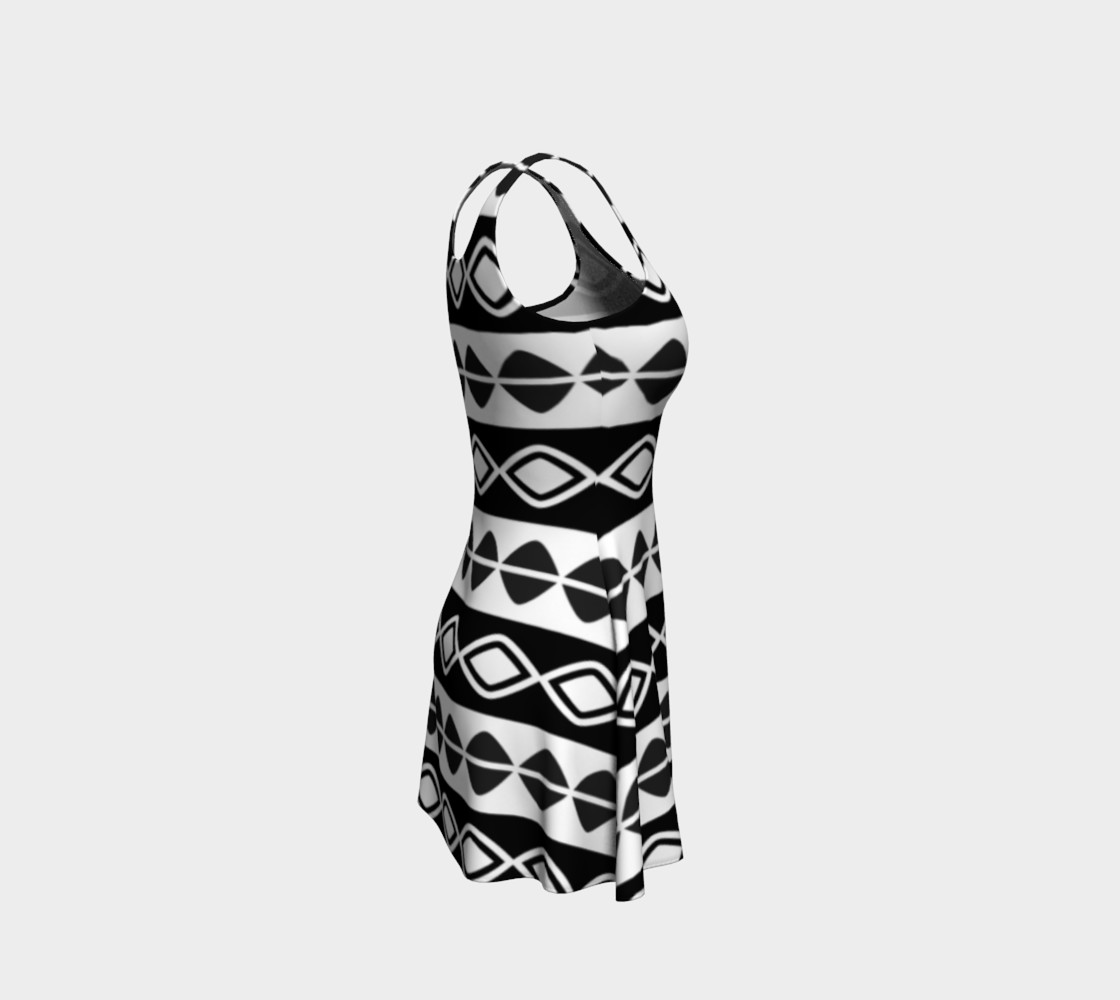 Black and White Tribal Print Flare Dress preview #4