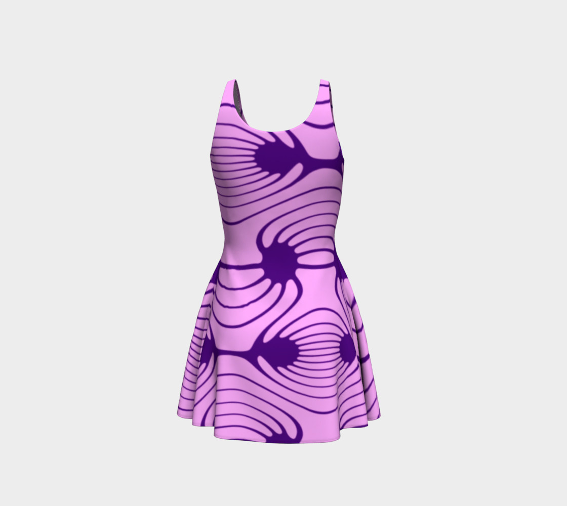 Purple and Lilac African Print Flare Dress preview #3