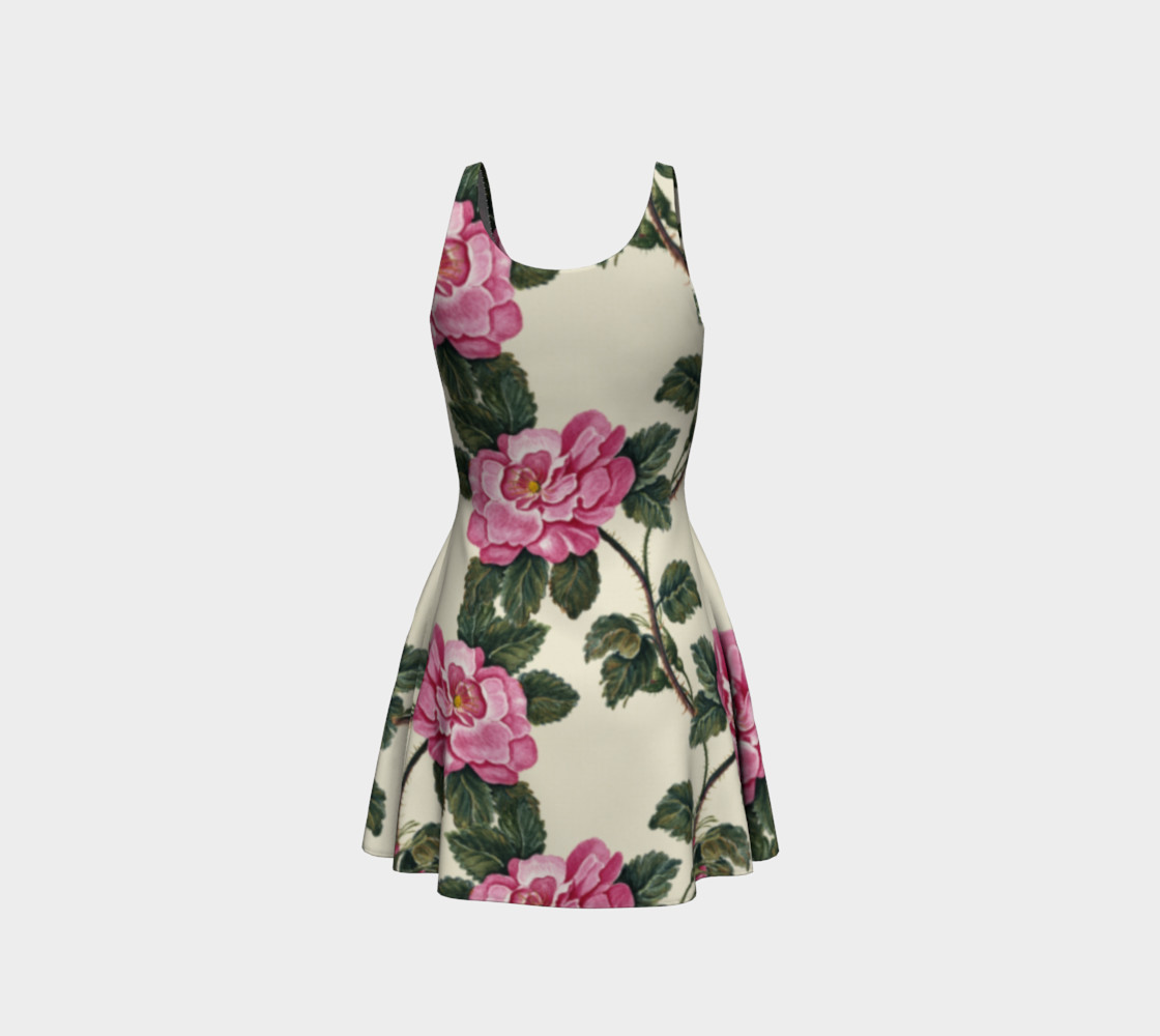 Pink Floral Pattern Flare Dress preview #3