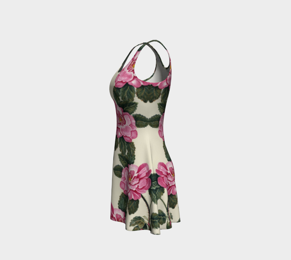 Pink Floral Pattern Flare Dress preview #2