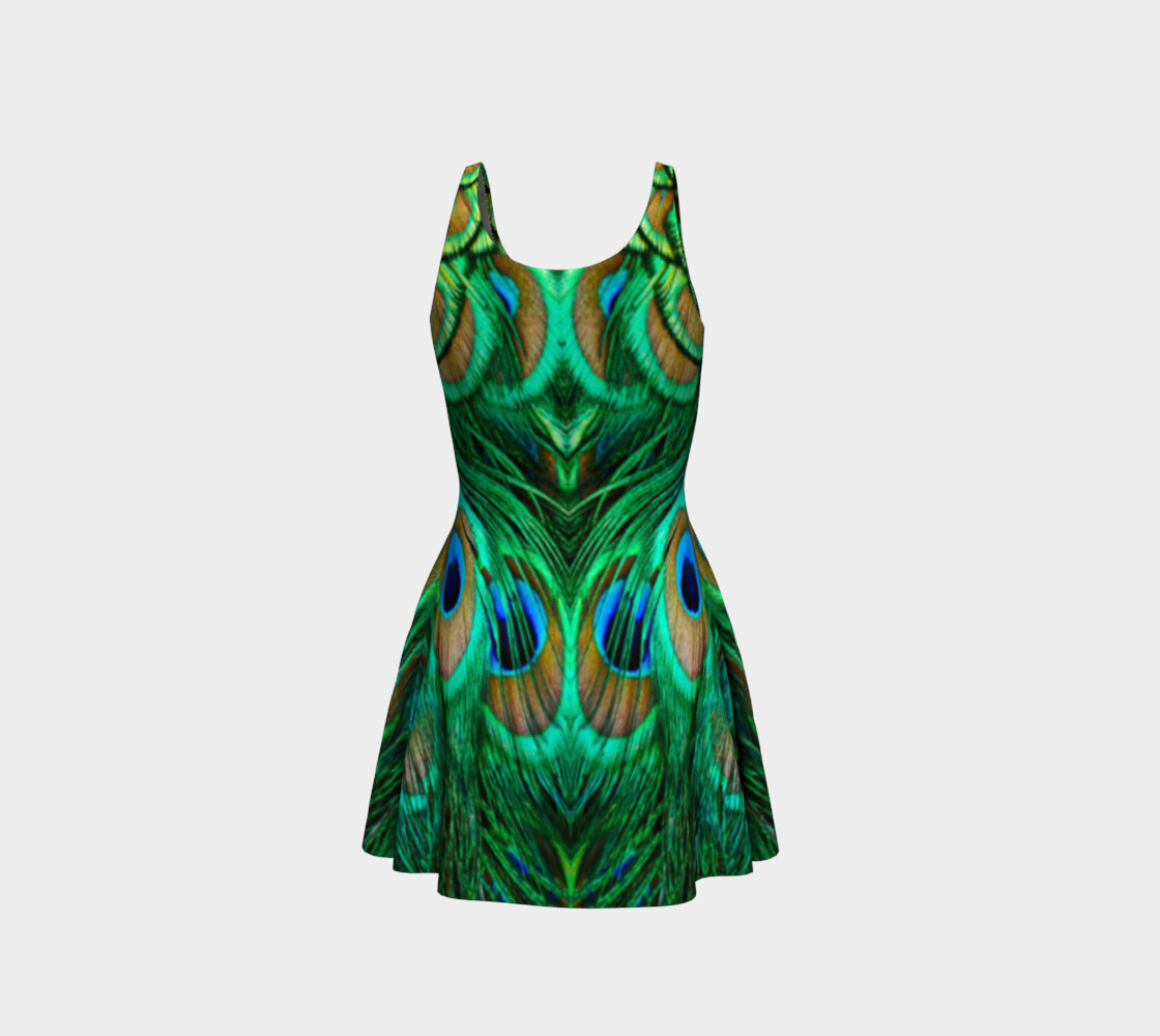 Peacock Feather Reflection Flare Dress preview #3