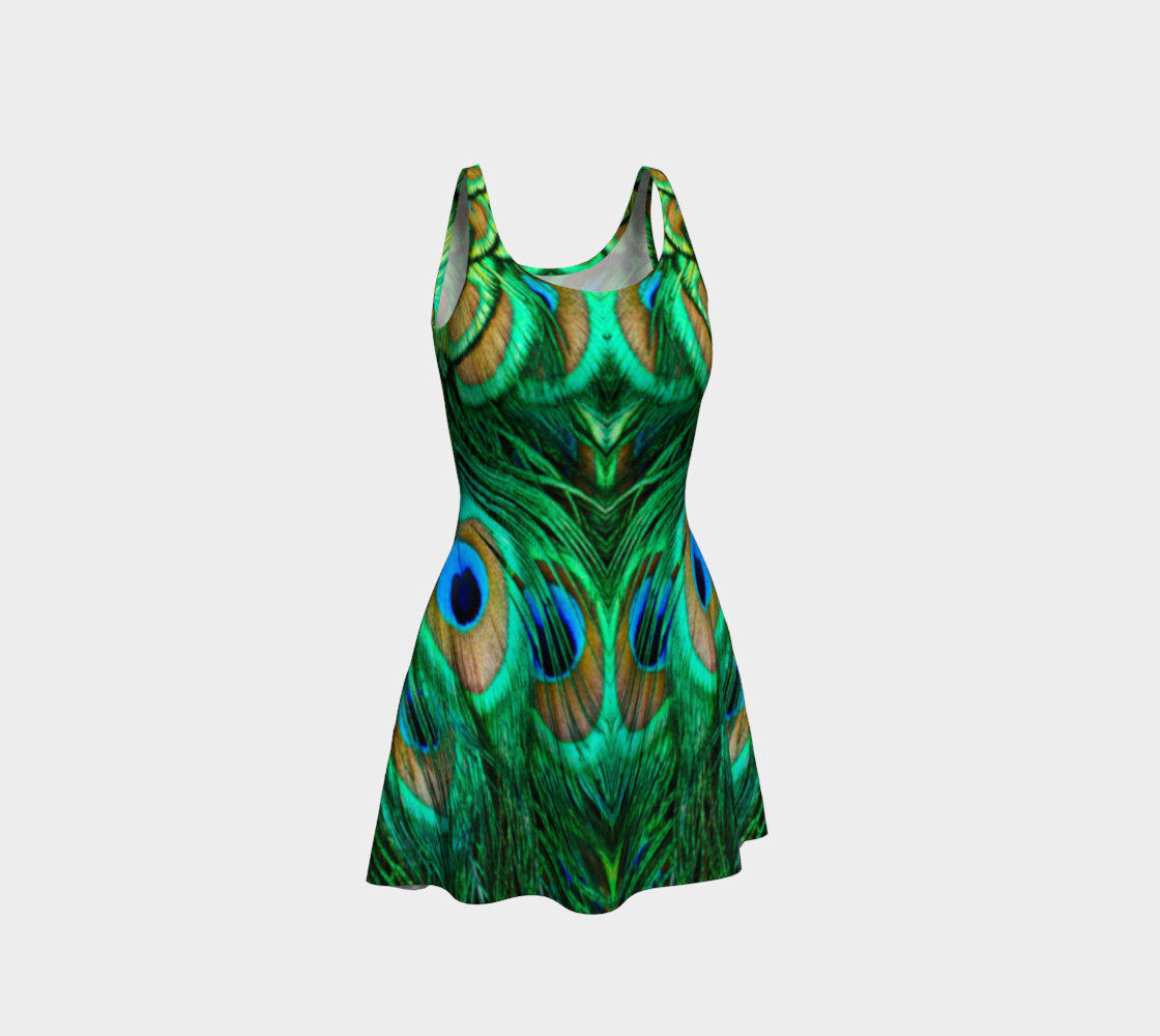 Peacock Feather Reflection Flare Dress preview #1