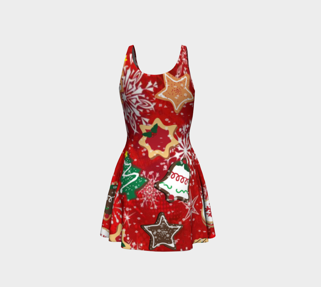 Retro Christmas Cookies Holiday Flare Dress preview #3