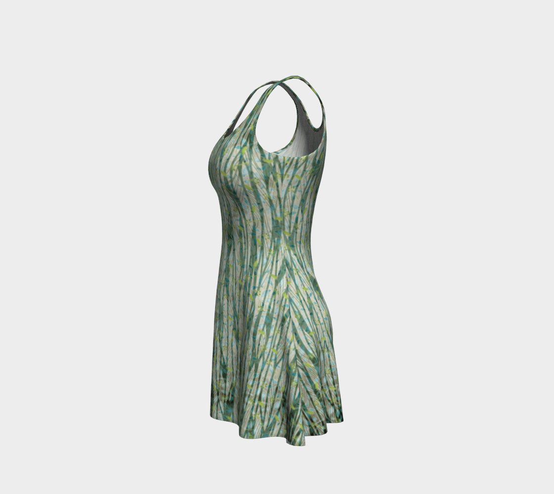 Blue Green Black Nature Floral Flare Dress preview #2