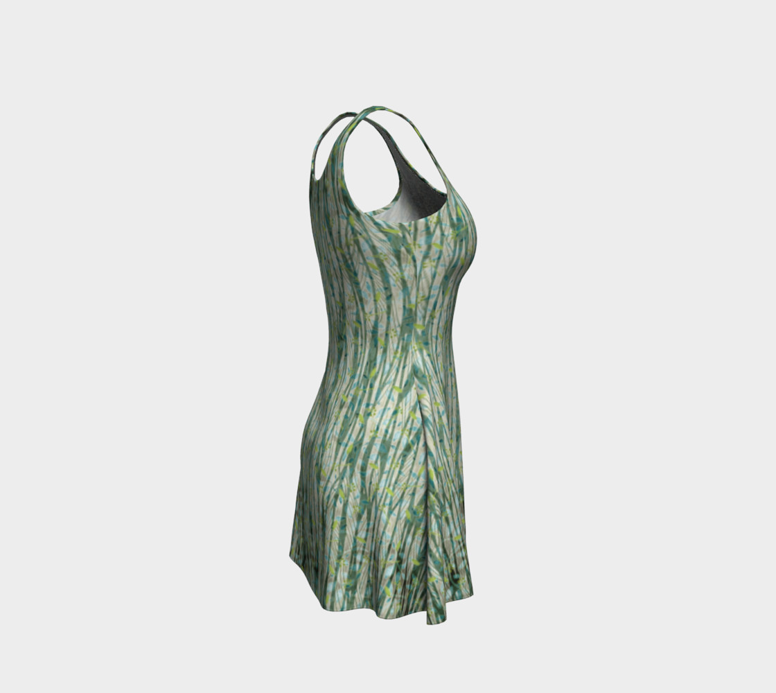 Blue Green Black Nature Floral Flare Dress preview #4