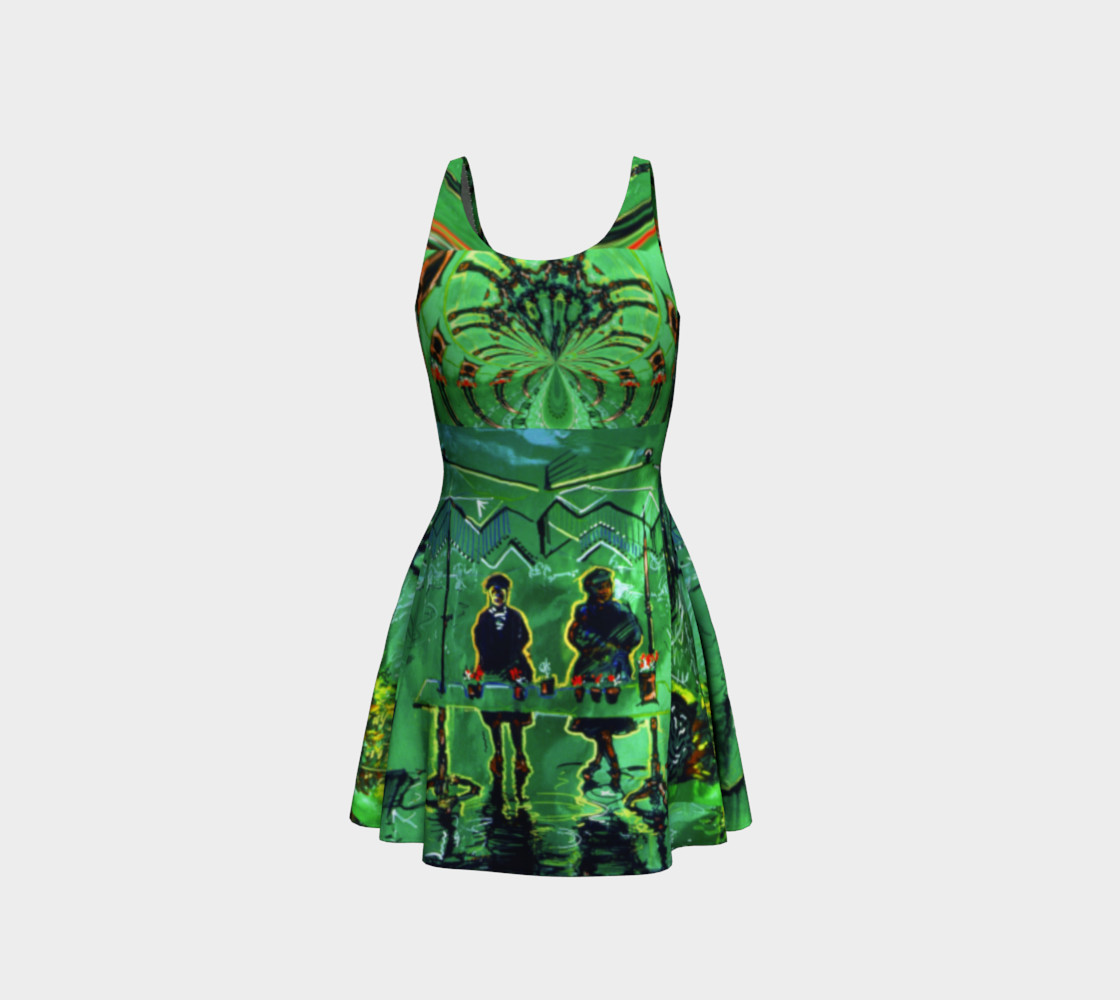 Aperçu de Emerald City Shiny-Look Green Flare Dress #3