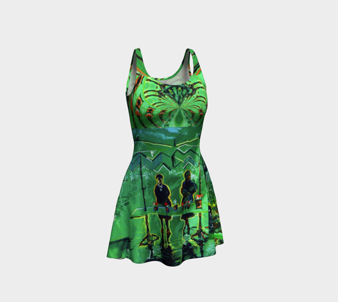 Aperçu de Emerald City Shiny-Look Green Flare Dress #1