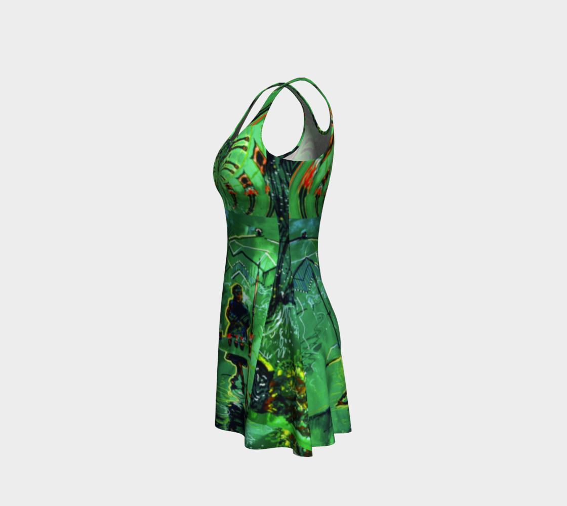 Aperçu de Emerald City Shiny-Look Green Flare Dress #2