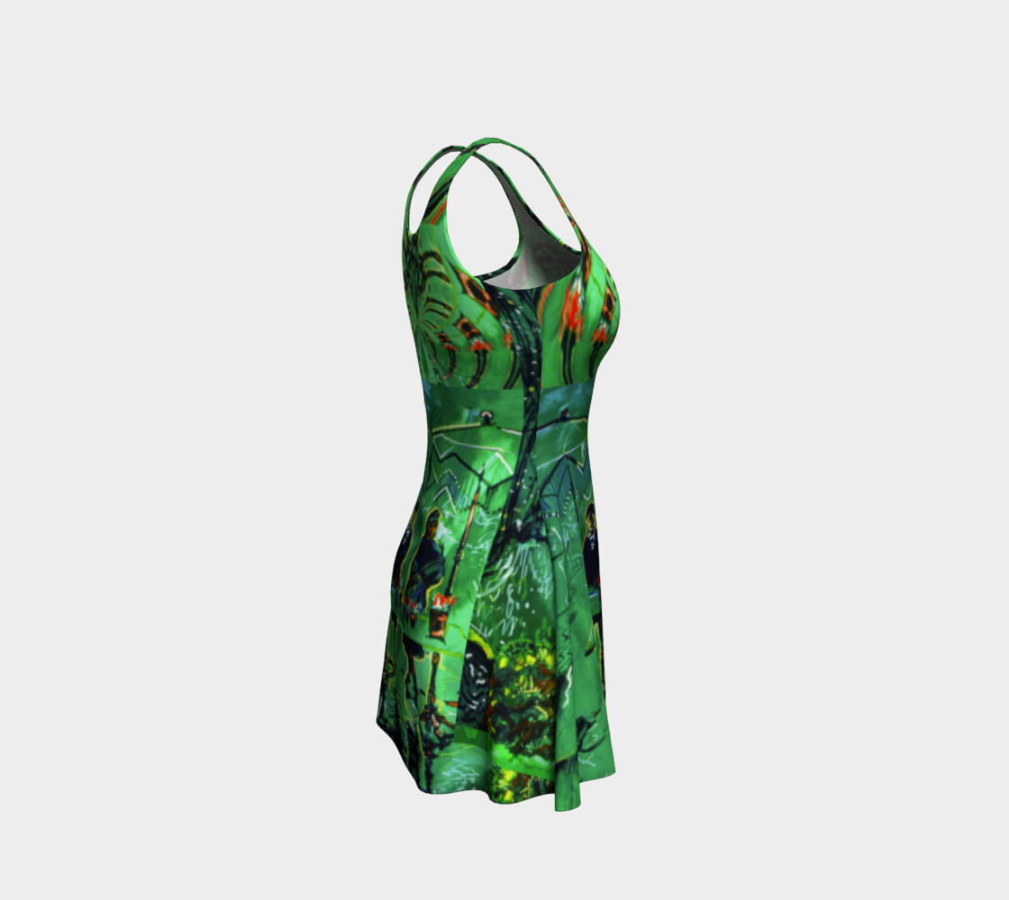 Aperçu de Emerald City Shiny-Look Green Flare Dress #4
