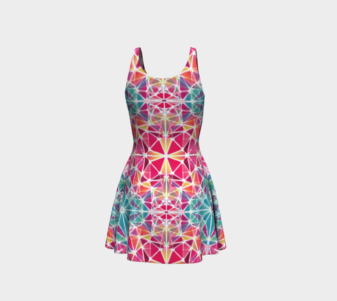 Pink and Blue Kaleidoscope Flare Dress preview #3