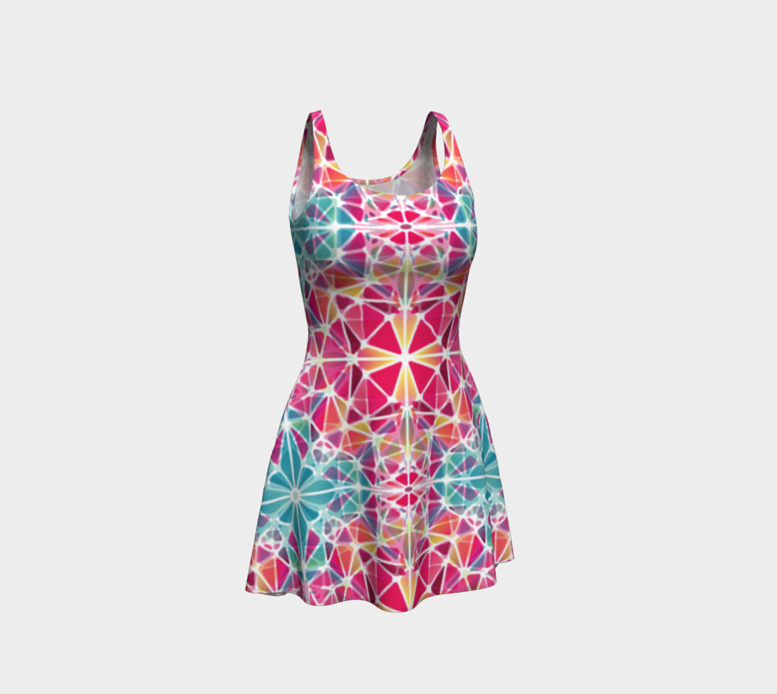 Pink and Blue Kaleidoscope Flare Dress preview #1