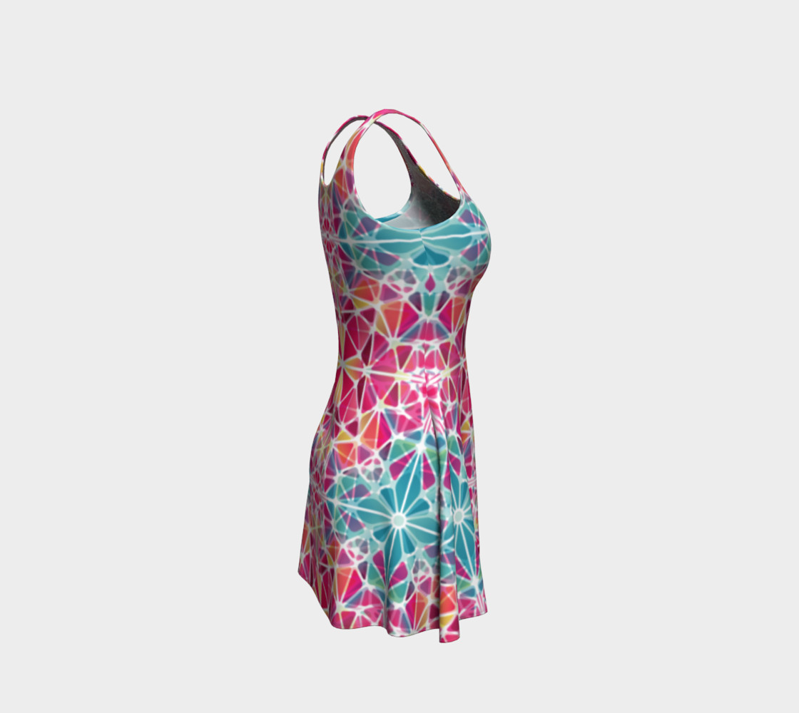 Pink and Blue Kaleidoscope Flare Dress preview #4
