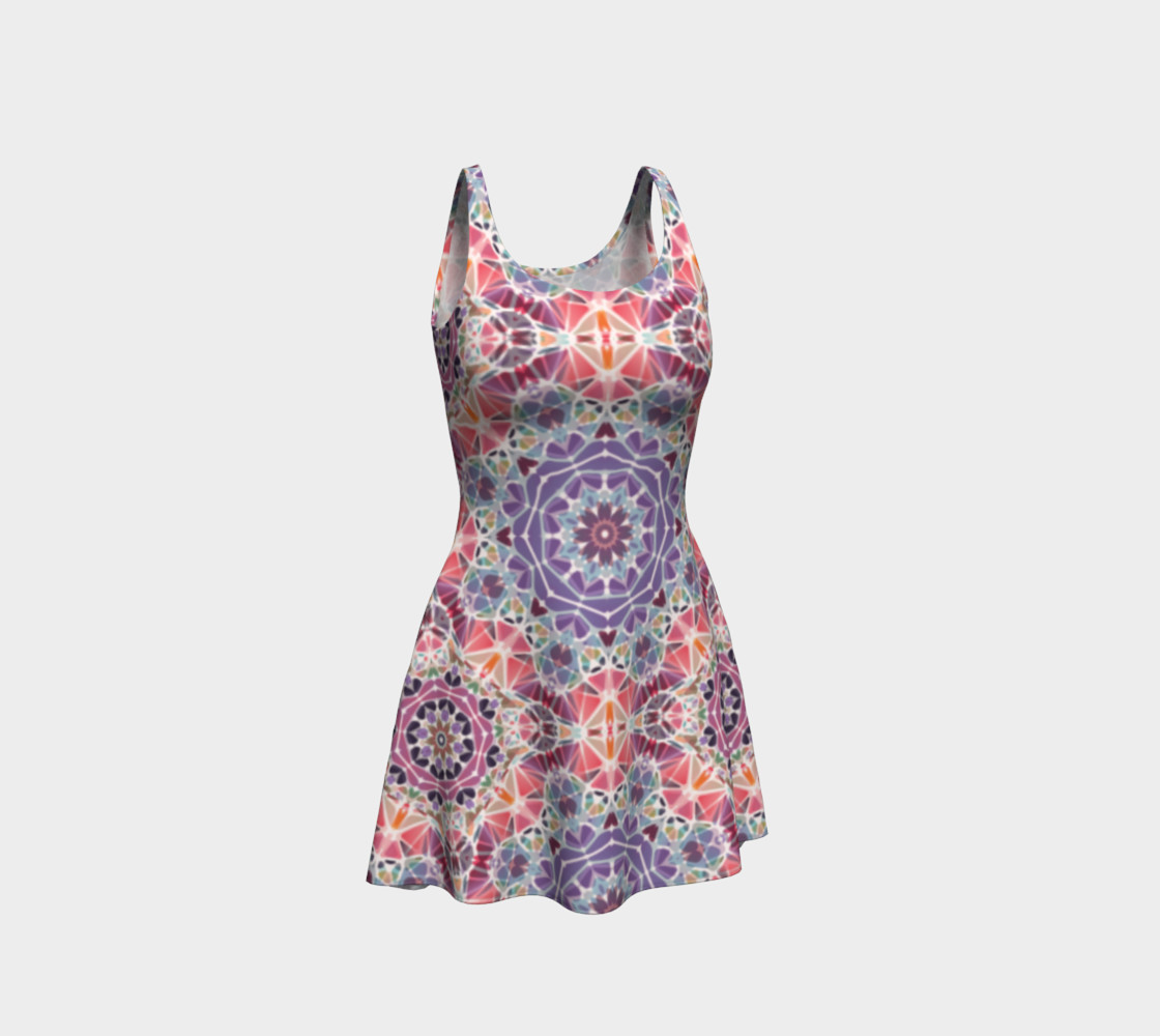 Purple and Pink Kaleidoscope Flare Dress preview #1