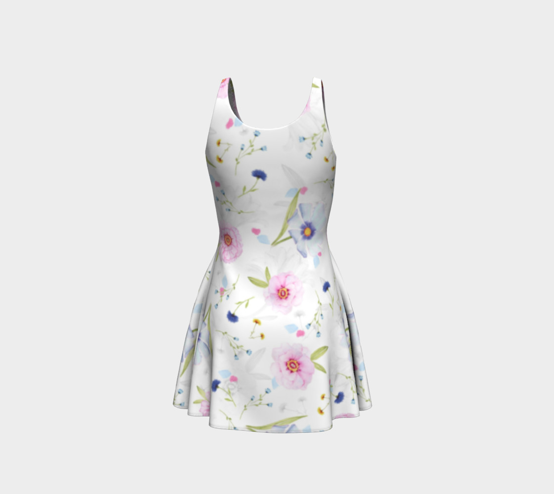 Pink and Blue Flowers on White preview #3
