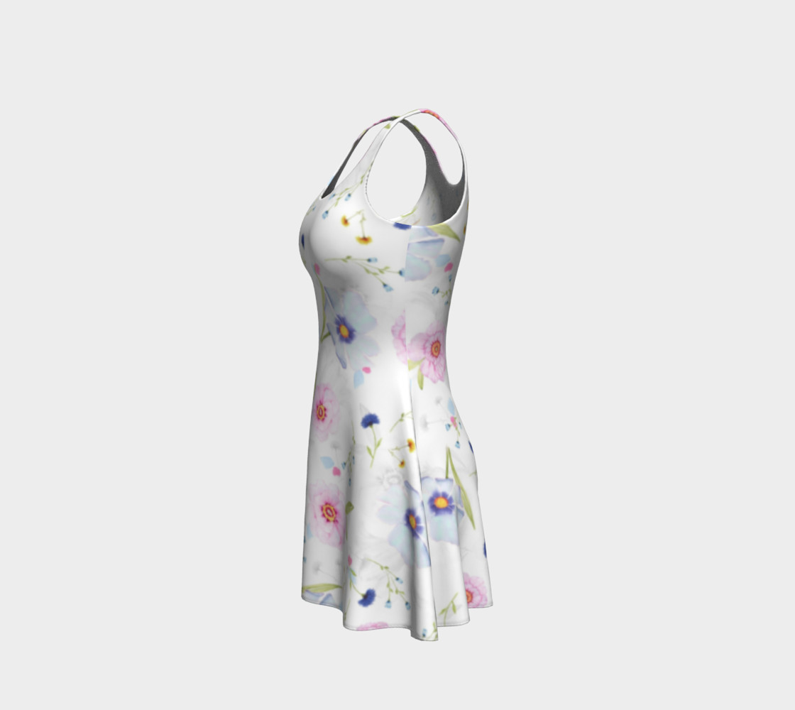 Pink and Blue Flowers on White preview #2