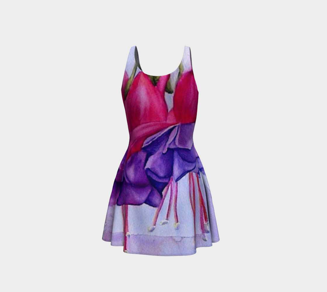 Fuchsia Flower Flare Dress preview #3