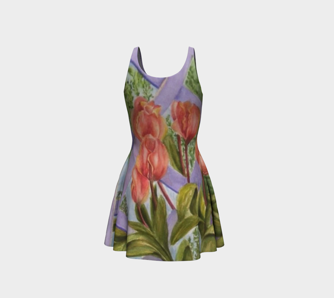Orange Tulips 2 Flare Dress preview #3