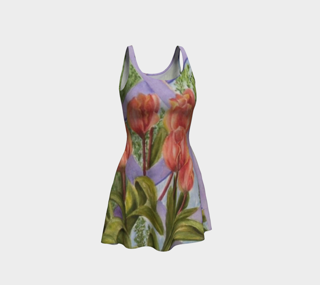 Orange Tulips 2 Flare Dress preview #1