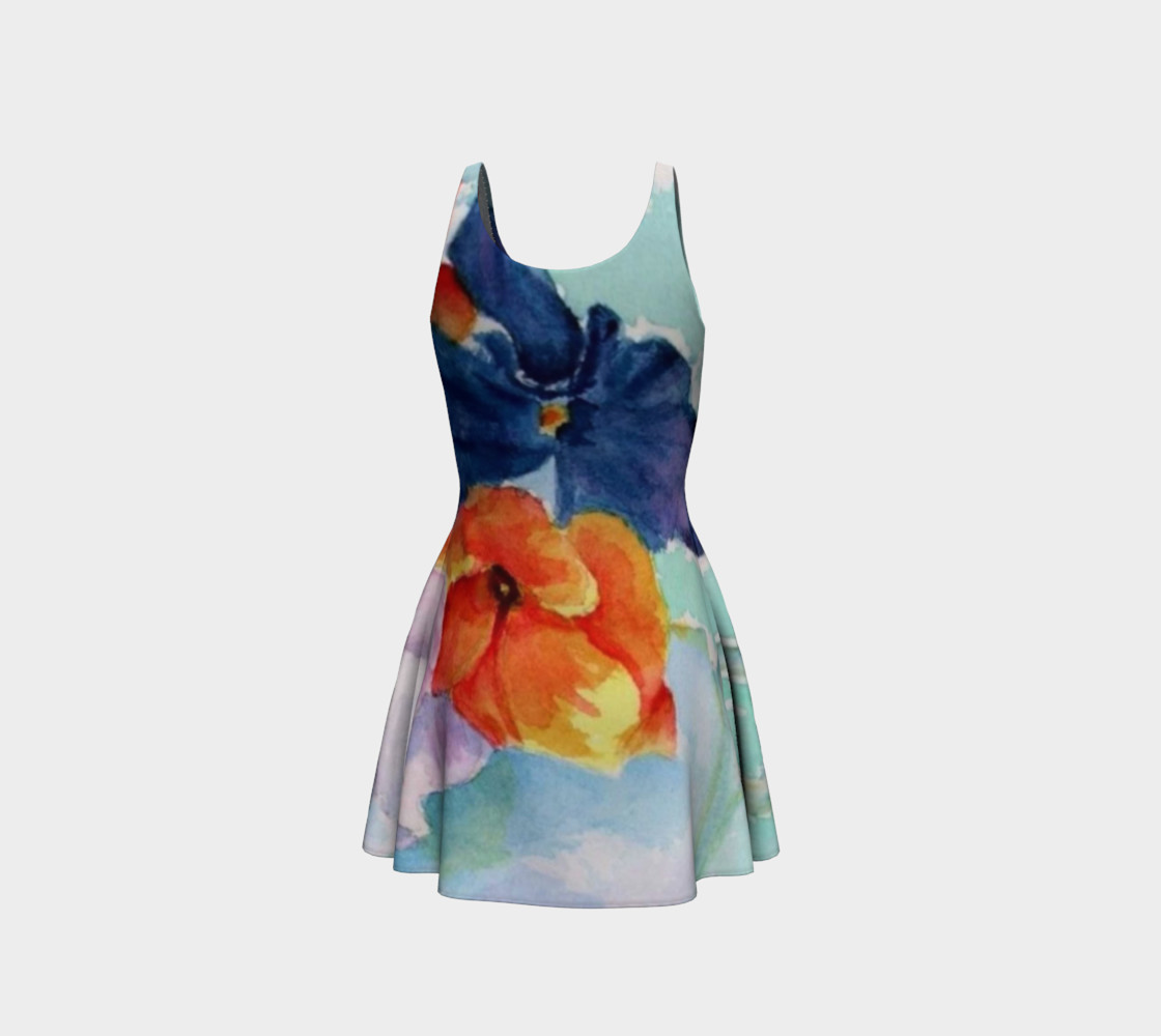 Blue Pansy Flare Dress preview #3