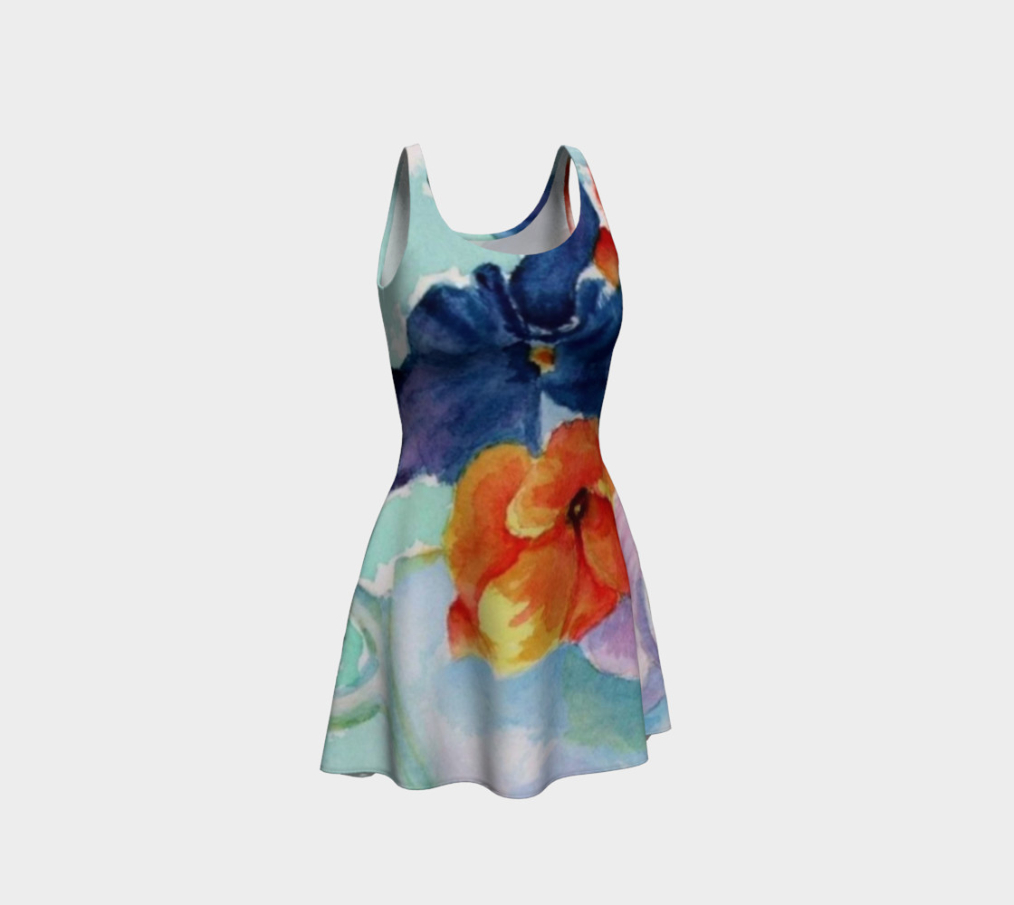 Blue Pansy Flare Dress preview #1