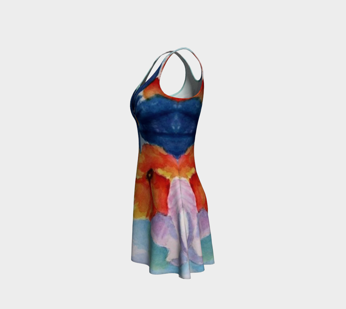 Blue Pansy Flare Dress preview #2