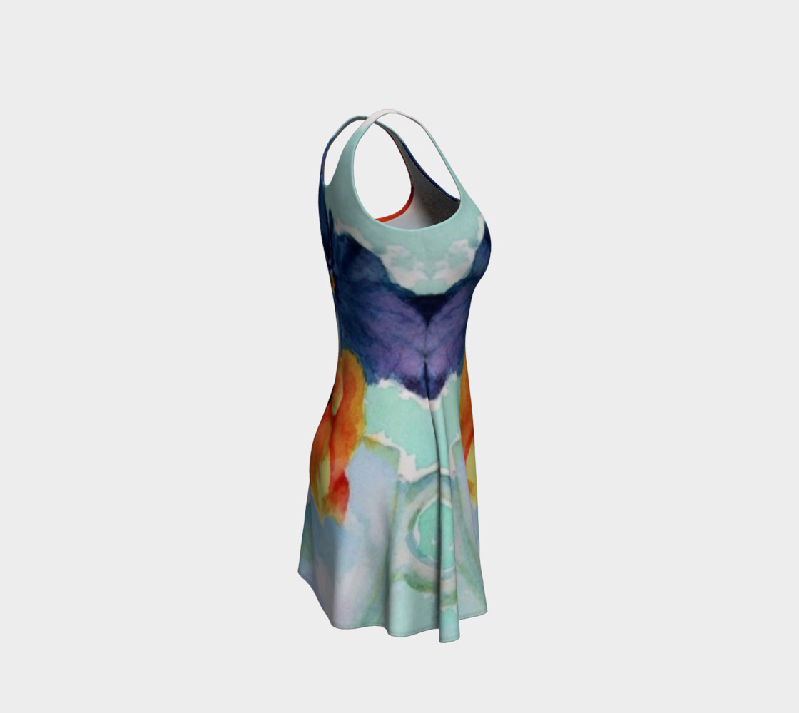 Blue Pansy Flare Dress preview #4