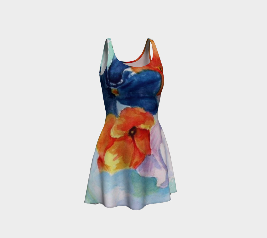 Orange Pansies Flare Dress preview #1