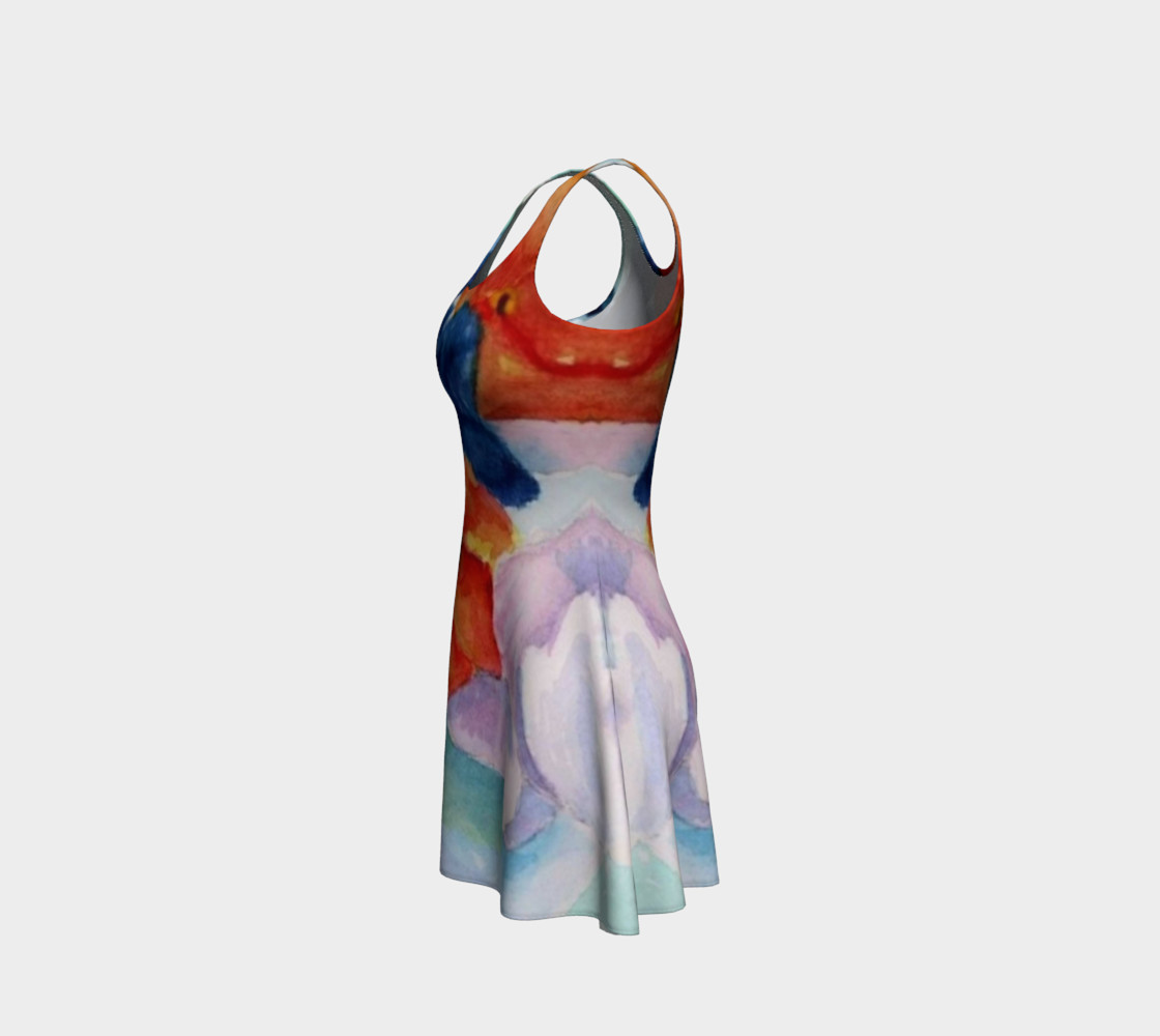 Orange Pansies Flare Dress preview #2