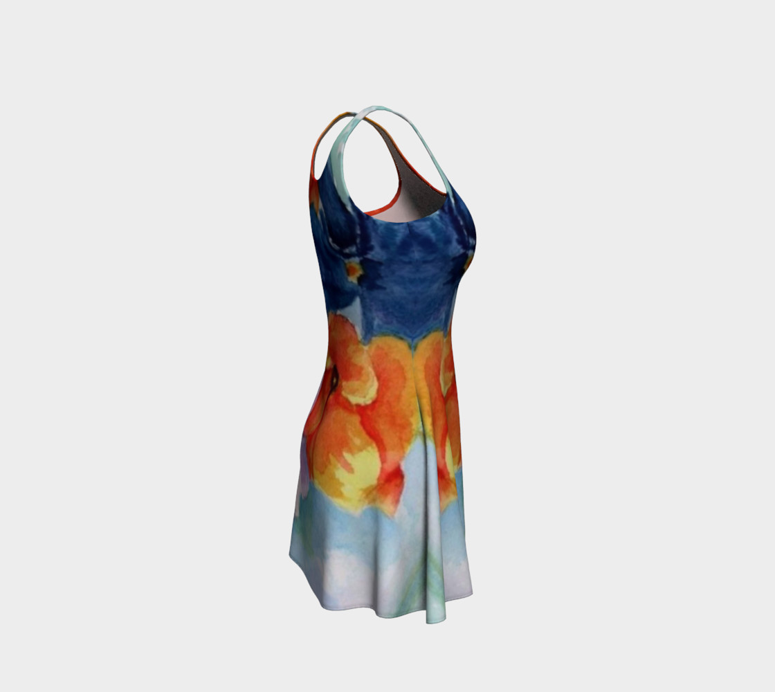 Orange Pansies Flare Dress preview #4