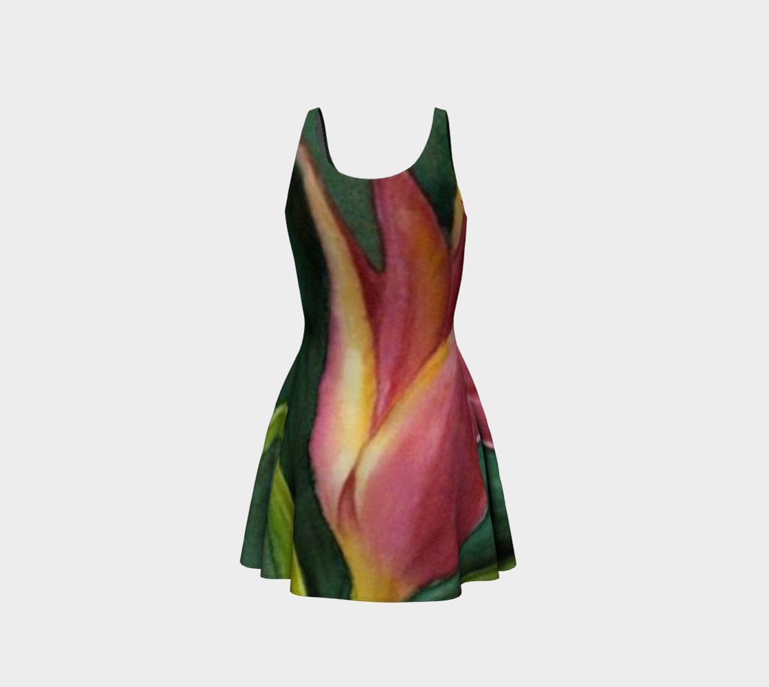 Orange Yellow Tulip Flare Dress preview #3