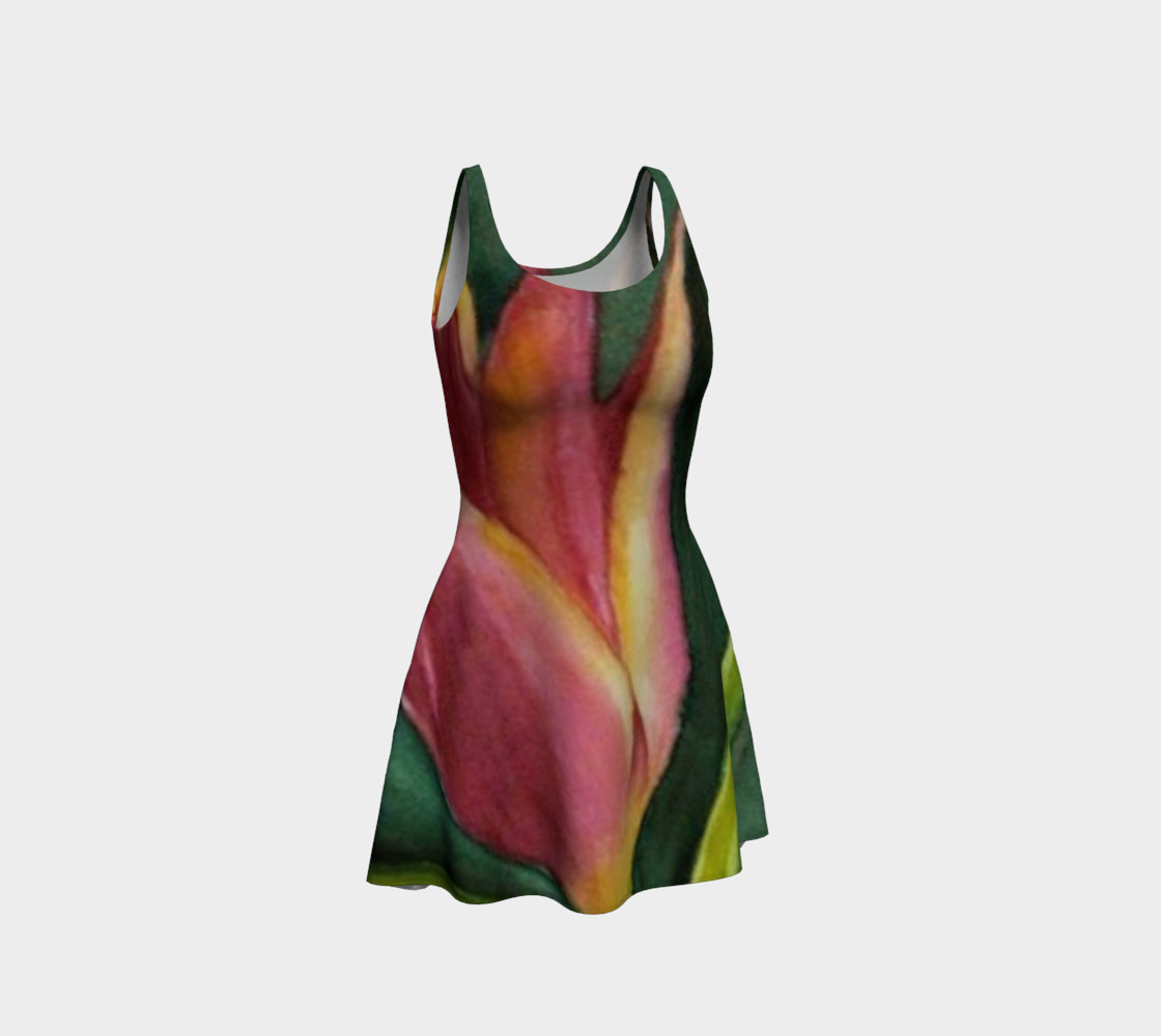 Orange Yellow Tulip Flare Dress preview #1