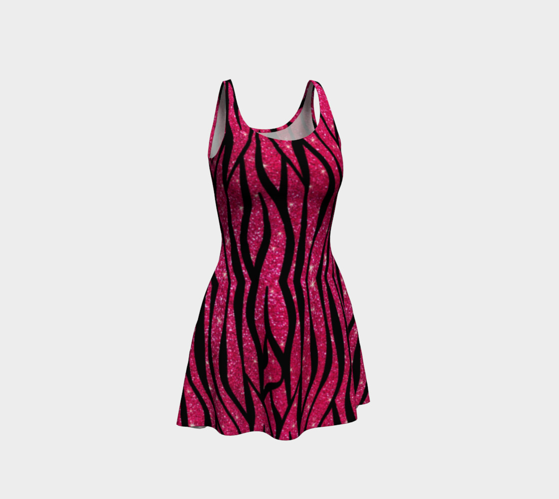Faux pink glitter zebra stripes dress preview #1