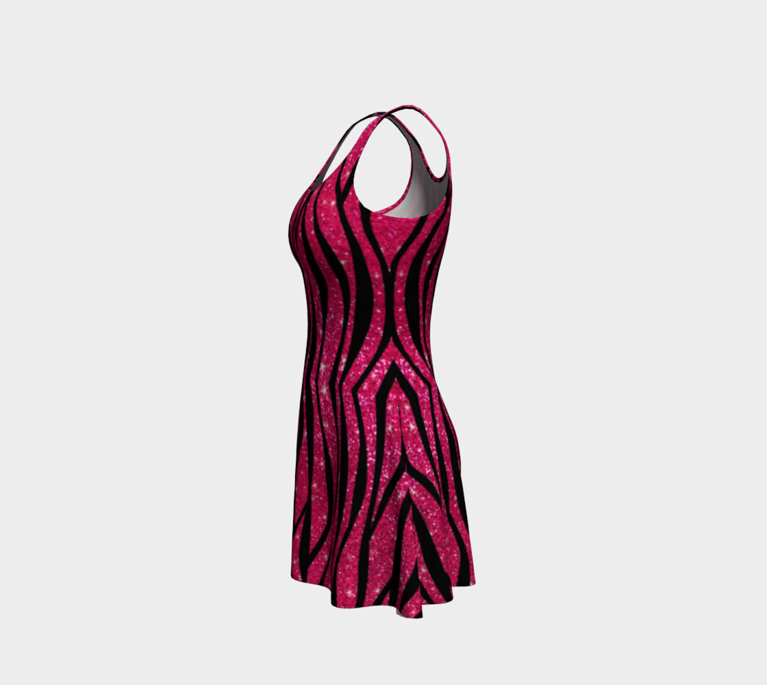 Faux pink glitter zebra stripes dress preview #2