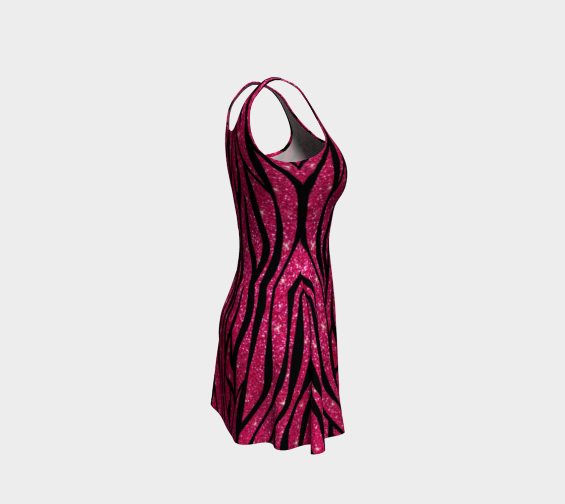 Faux pink glitter zebra stripes dress preview #4