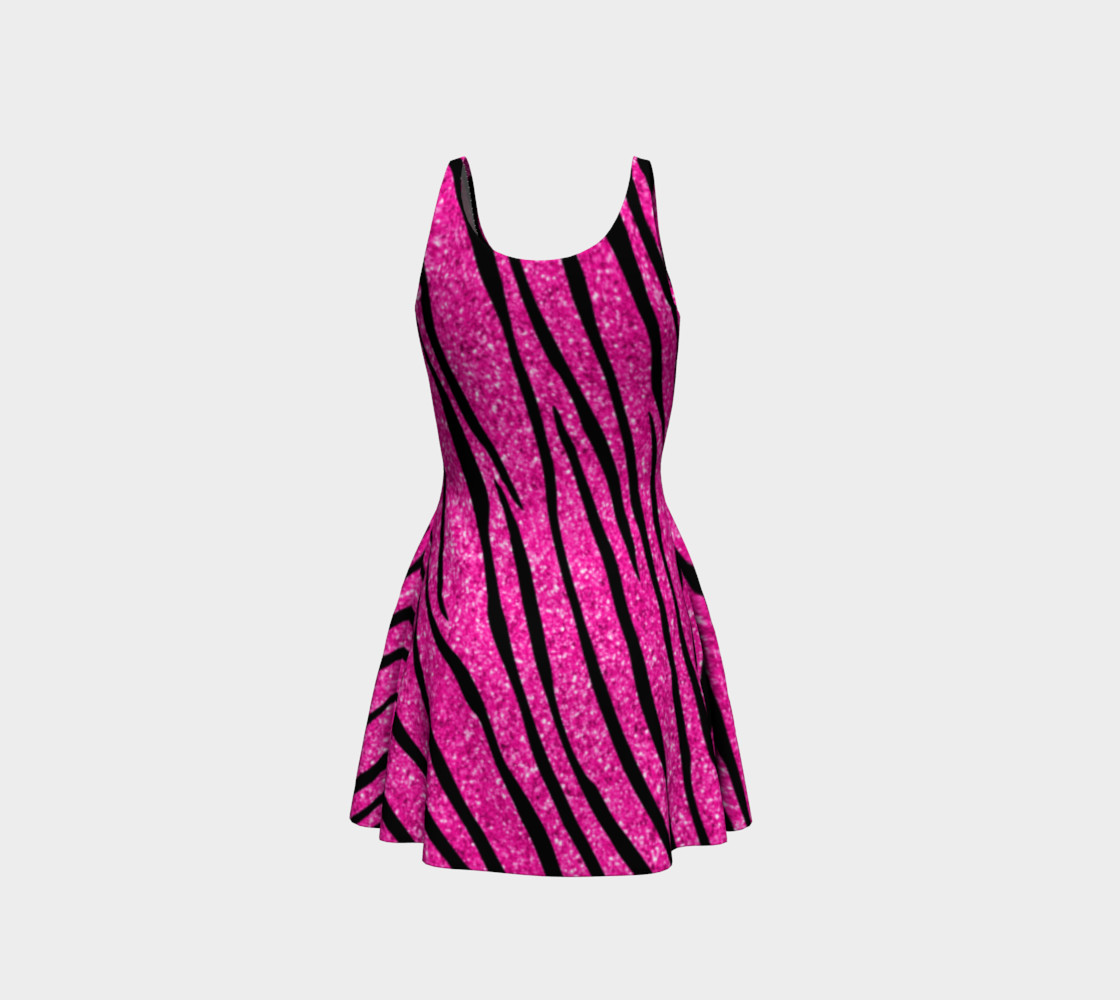 Faux neon hot pink glitter zebra stripes dress preview #3