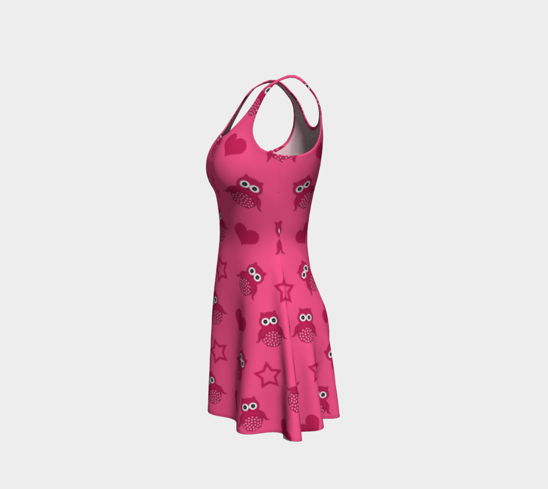 Pink owls stars hearts dress preview #2
